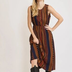 Striped Sleeveless Midi Dress